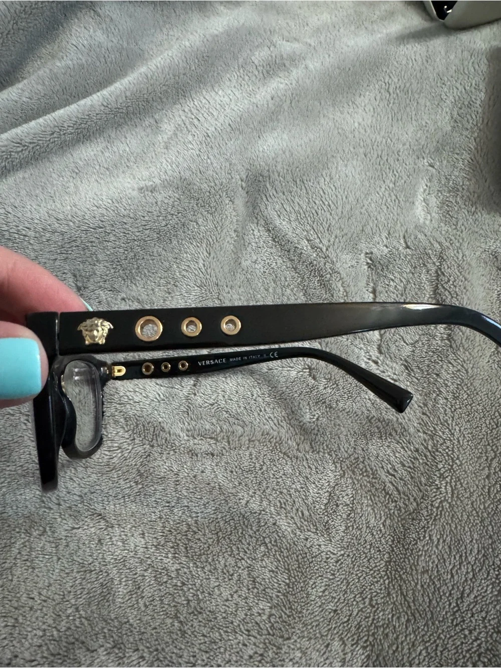 Versace Black Eyeglasses with Gold Accents